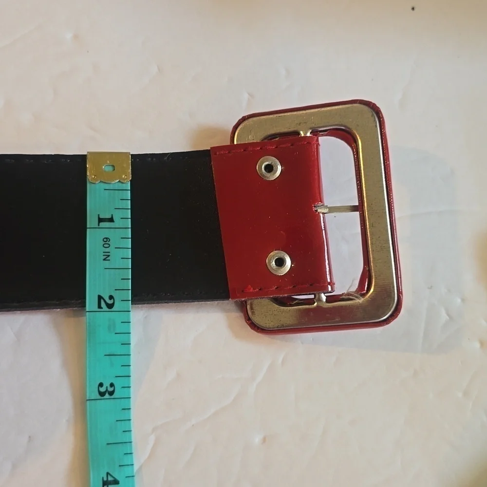 Womens RED Vintage Vinyl WIDE belt RETRO Rockabilly Mod Sz.M/L